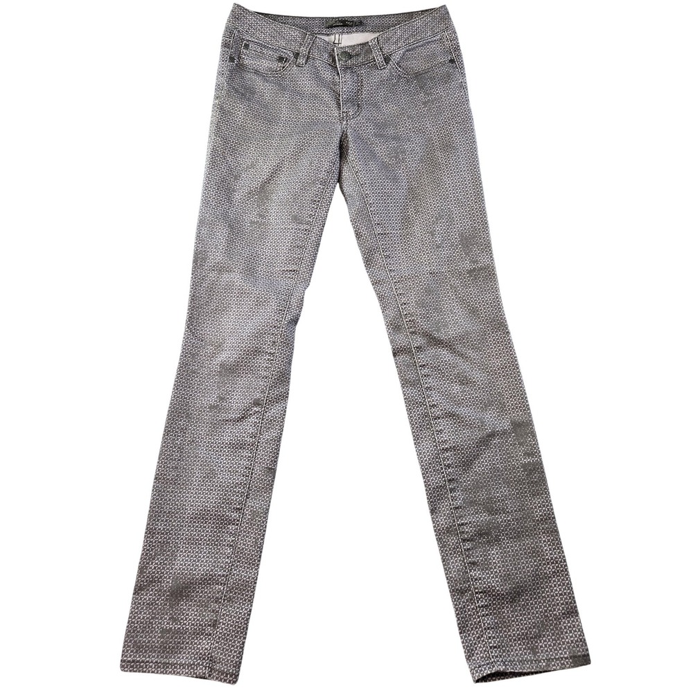PrAna Jeans Womens‎ 4 Gray Skinny Slim Geometric Printed Stretch Denim 27x31